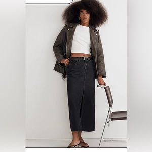 Madewell Denim Mid Rise Front Slit Skirt
